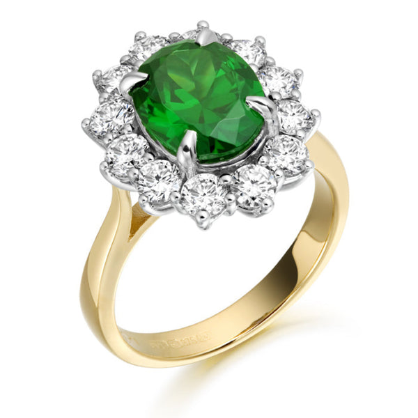 Lady Di Emerald Green Ring - 9ct Yellow Gold
