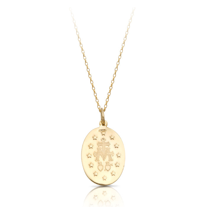 25x18mm Miraculous Medal  - 9ct Yellow Gold