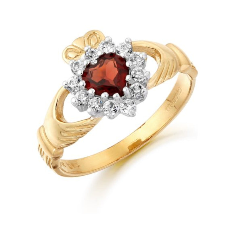 Cubic Zirconia Claddagh Ring - 9ct Yellow Gold