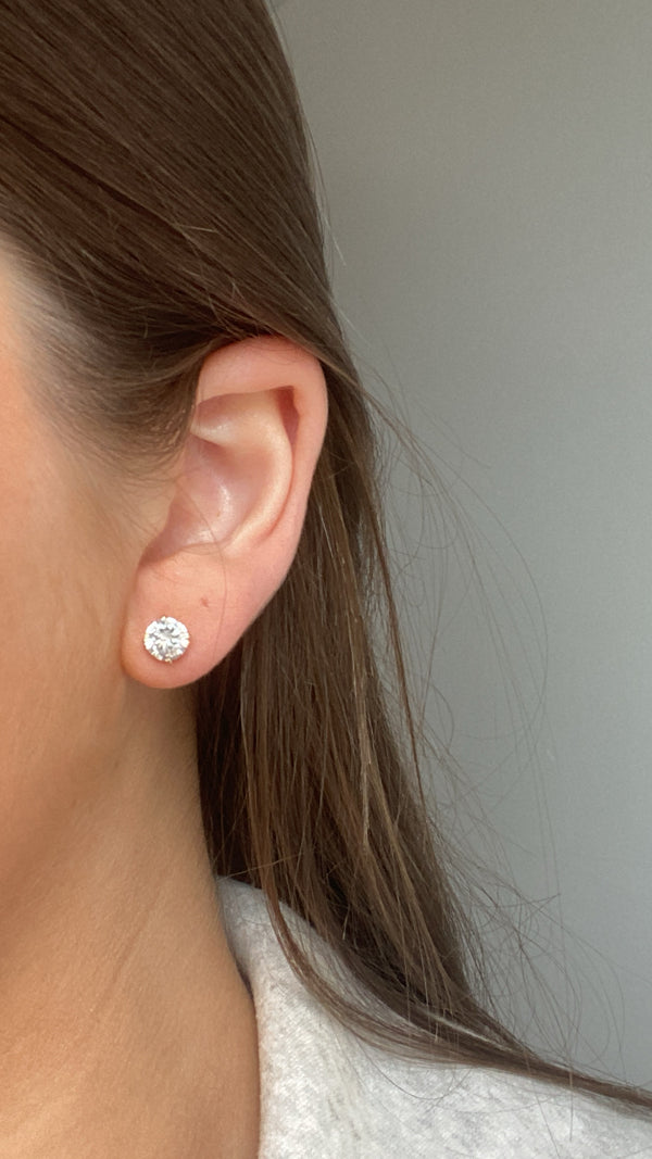 CZ Stud Earrings 7mm - 9ct Yellow Gold