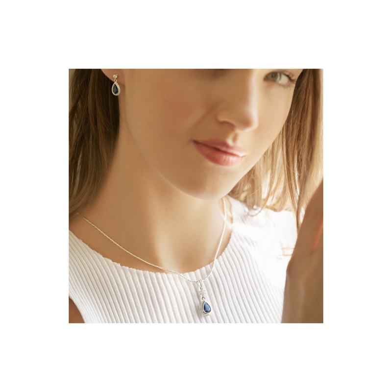 Drop Pendant Sapphire Blue Stone Newbridge Silverware