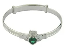 CZ Claddagh Bangle - Sterling Silver