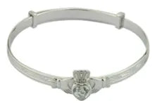 CZ Claddagh Bangle - Sterling Silver