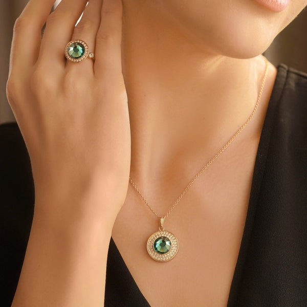 Montana Coloured Stone Pendant - Gold Plated