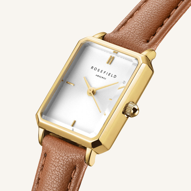 Octagon XS Camel Leather Ladies Watch - Rosefield