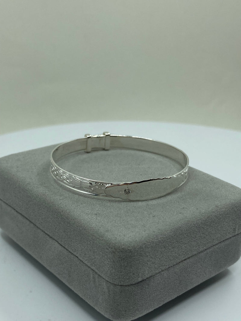 Baby Bangle Clear CZ - Sterling Silver