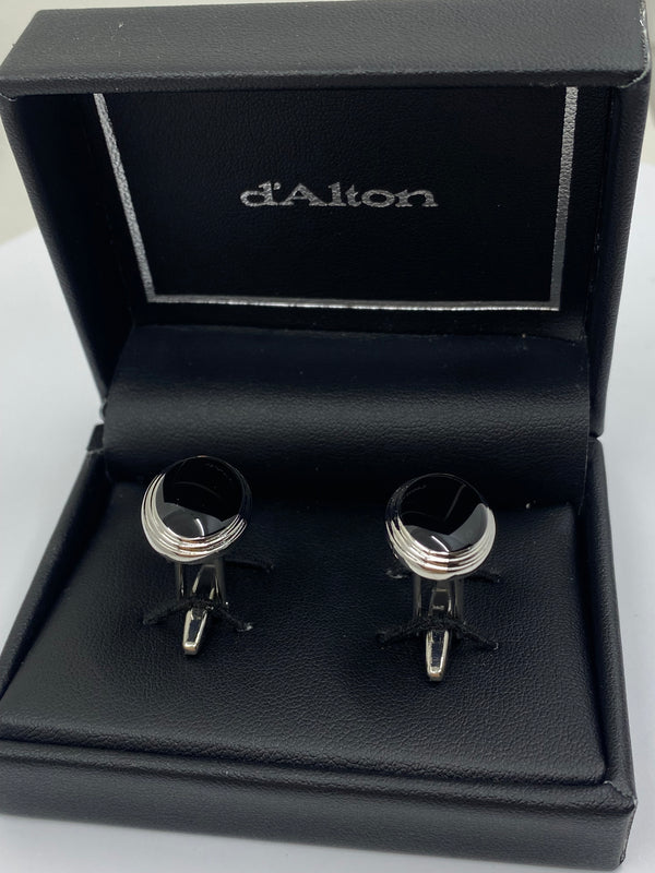 Gents Black Cufflinks - Sterling Silver