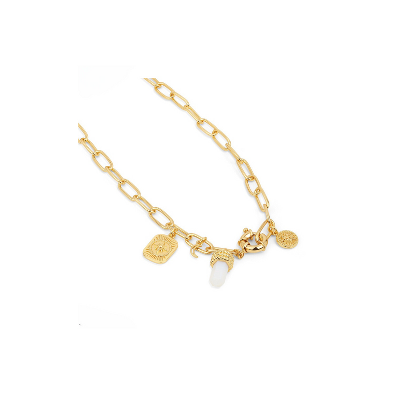 Gold Plated Necklace with Opalite Charm