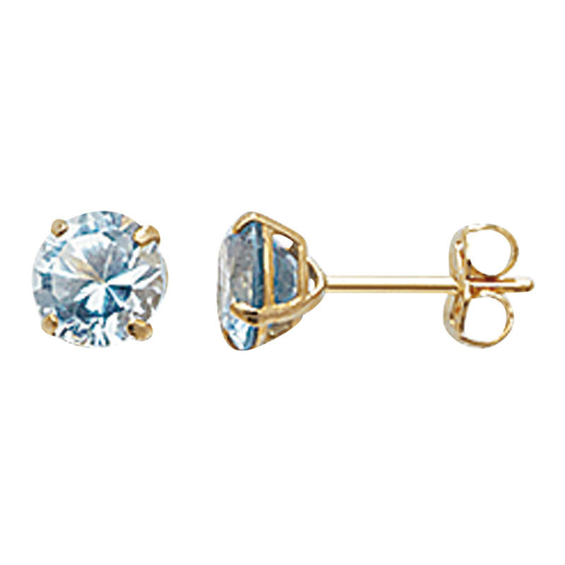 Gold Birthstone Stud Earrings - 9ct Gold march