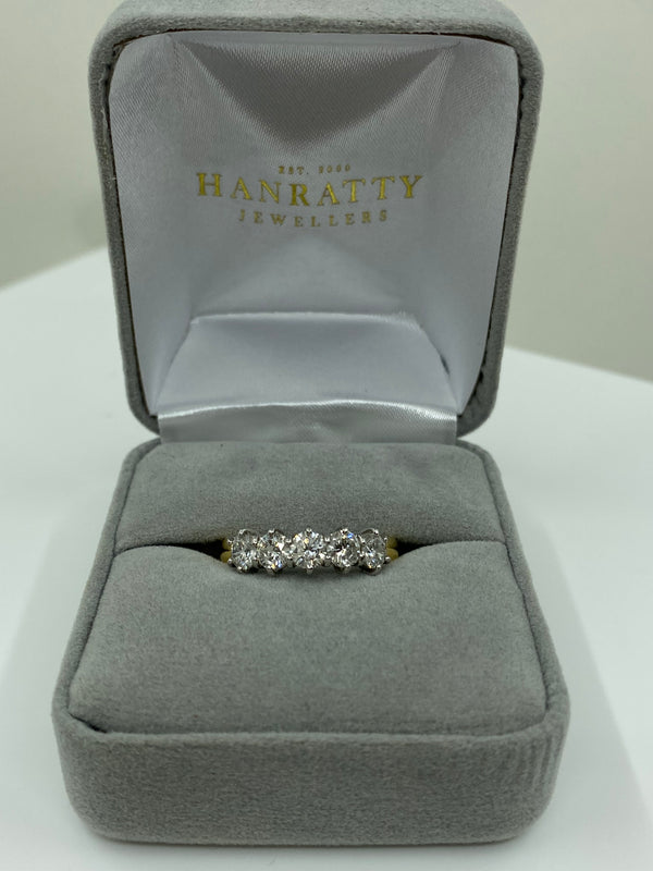 5 Stone Brilliant Cut Diamond Ring - 18ct Gold