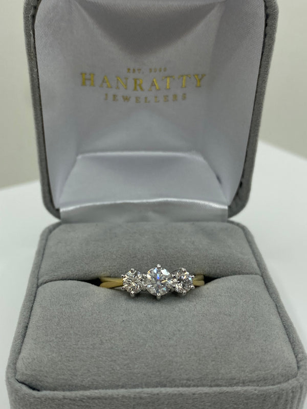 Brilliant Cut Diamond Trilogy Ring - 18ct Gold