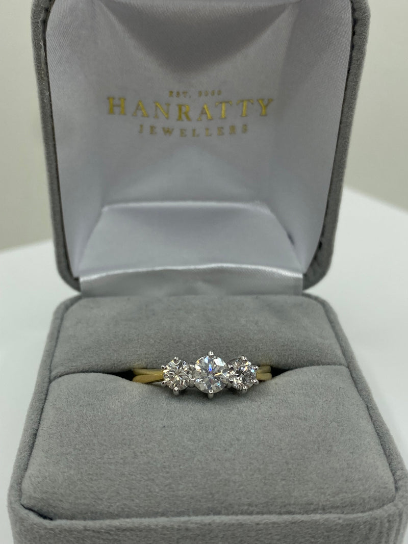 Brilliant Cut Diamond Trilogy Ring - 18ct Gold