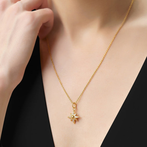 Star Pendant With Clear Stones - Gold Plated