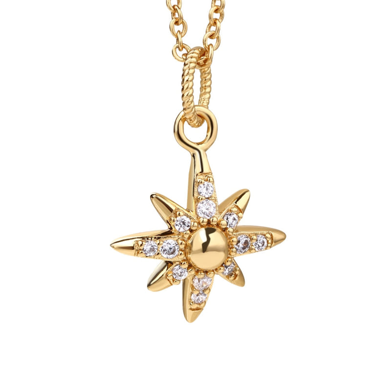 Star Pendant With Clear Stones - Gold Plated