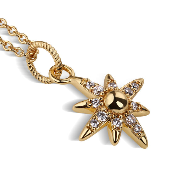 Star Pendant With Clear Stones - Gold Plated