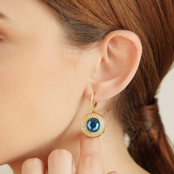 Earrings With Montana Stone - Gold Plated