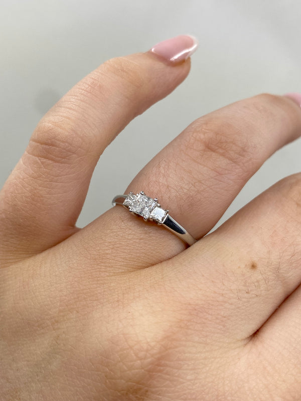 Princess Cut Trilogy Diamond Ring - Platinum