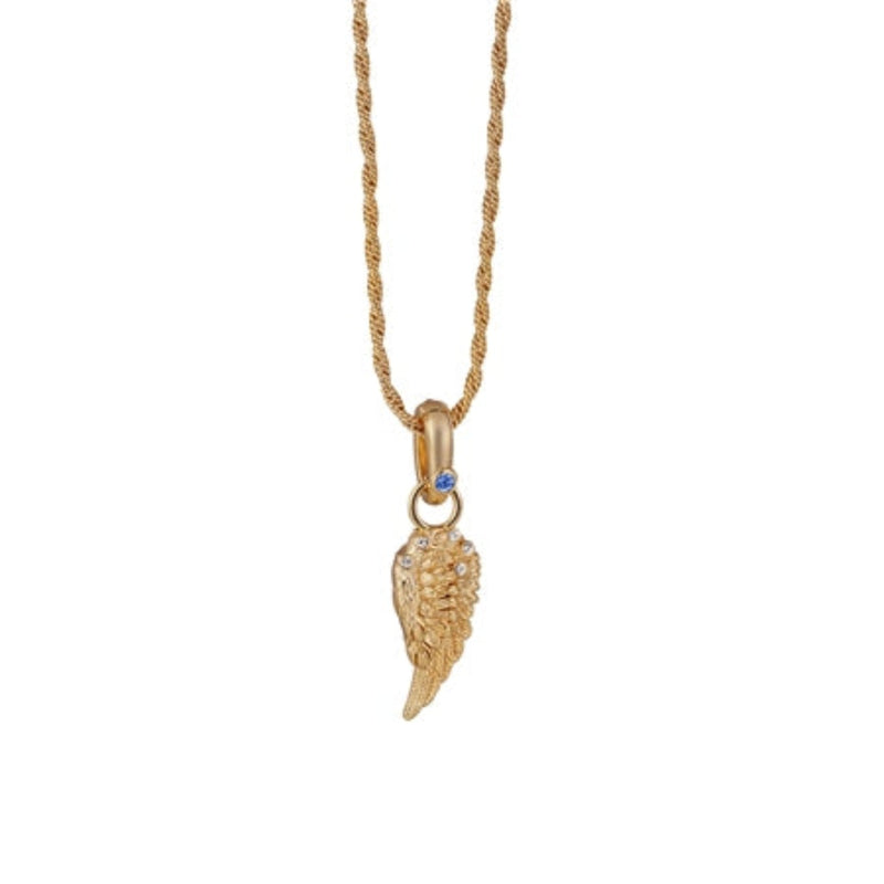 Angel Wing Pendant with Blue & Clear Stones