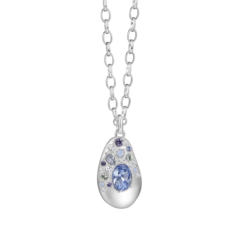 Blue & Clear Stones Necklace - Sterling Silver