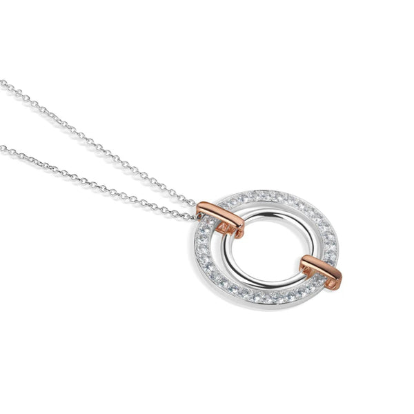 Ti Amo Circular Pendant - Sterling Silver & Rose Gold Plated