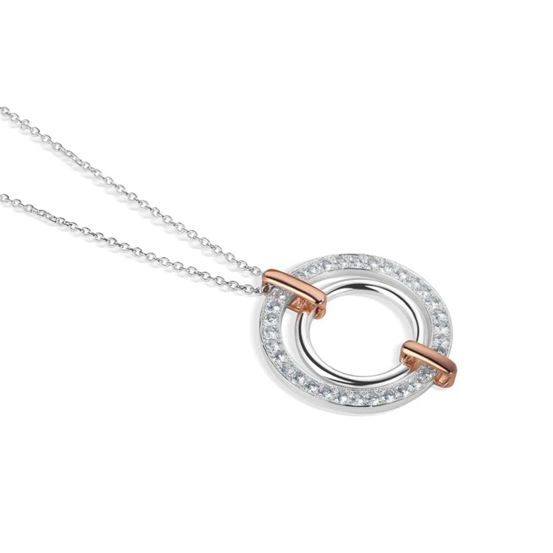 Ti Amo Circular Pendant - Sterling Silver & Rose Gold Plated