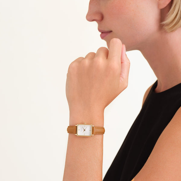 Octagon XS Camel Leather Ladies Watch - Rosefield