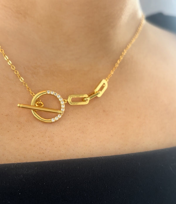 Circle CZ Necklace - Sterling Silver Gold Plated