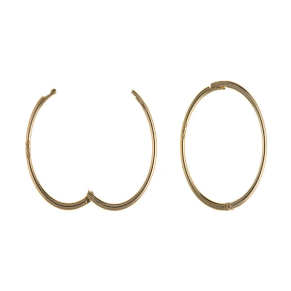 9ct 14mm Plain Hinged Sleeper Earring