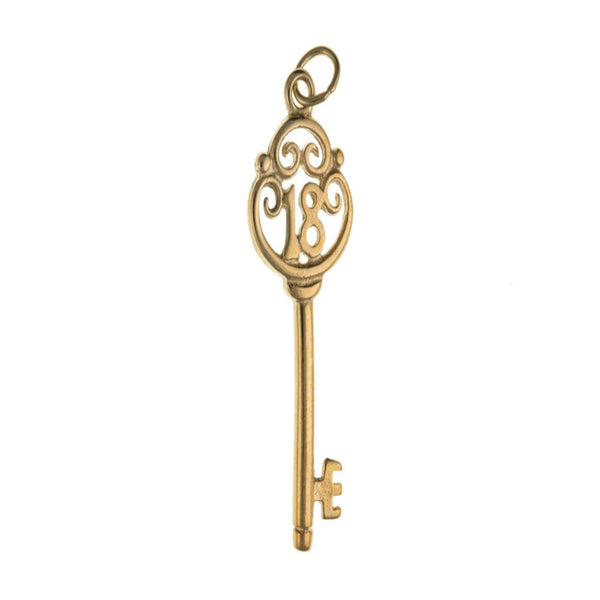 18th Birthday Key Charm- 9ct Yellow Gold