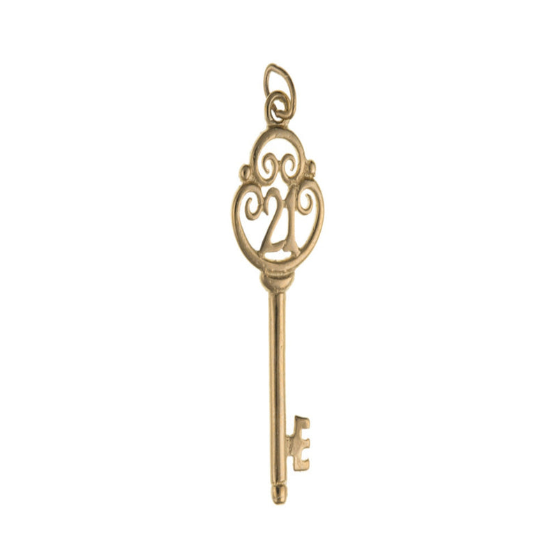 21st Birthday Key Charm- 9ct Yellow Gold
