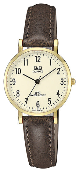 Q&Q Brown Leather Ladies Watch