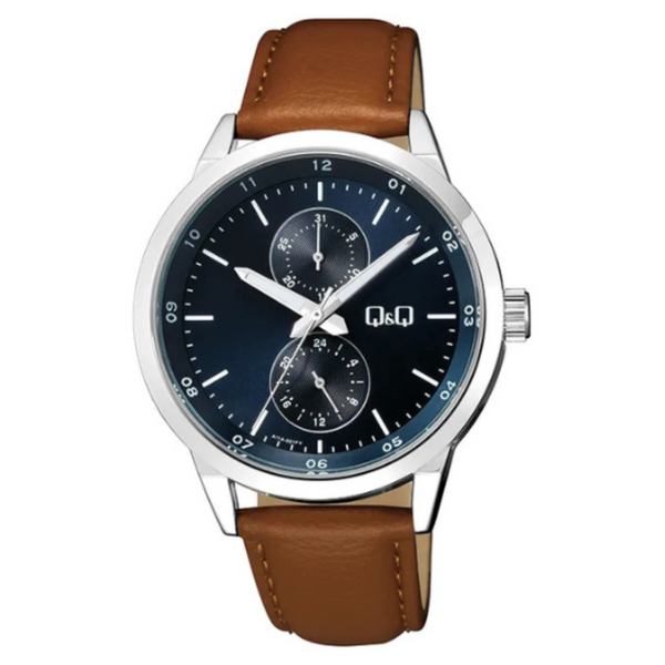 Gents Q&Q Brown Strap Watch