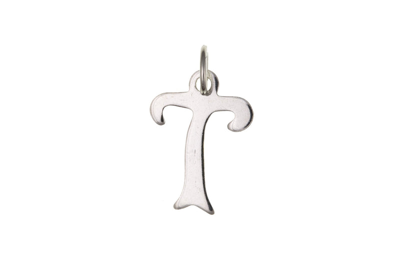 Script Initial Pendant - Sterling Silver T