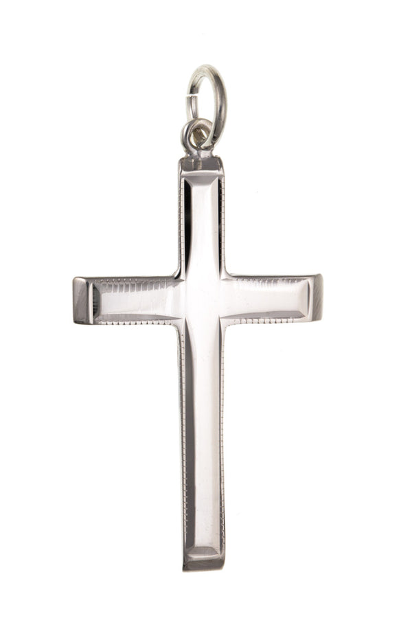 Millgrain Edged Cross Pendant - Sterling Silver