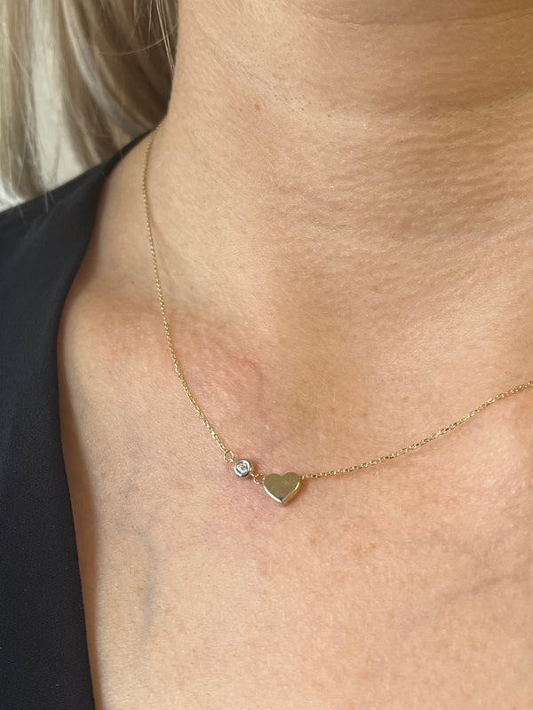 Heart CZ Necklace - 9ct Gold