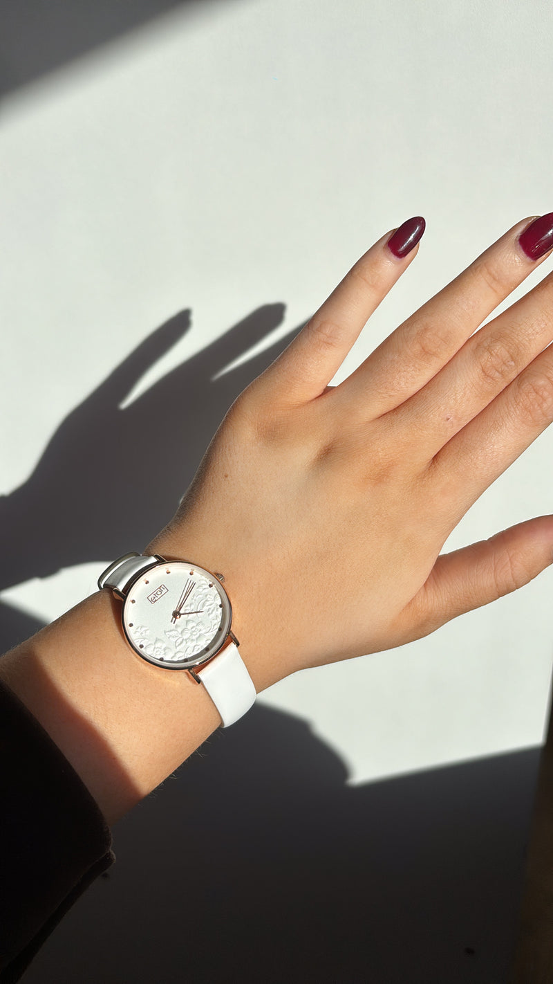 Eton White Leather Ladies Watch
