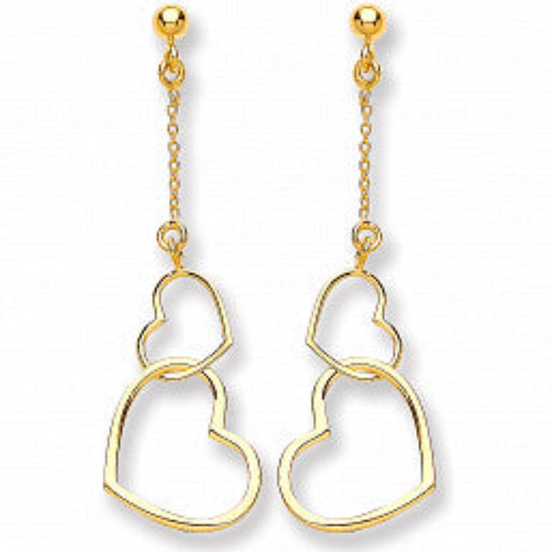 Heart Drop Earring - 9ct Yellow Gold