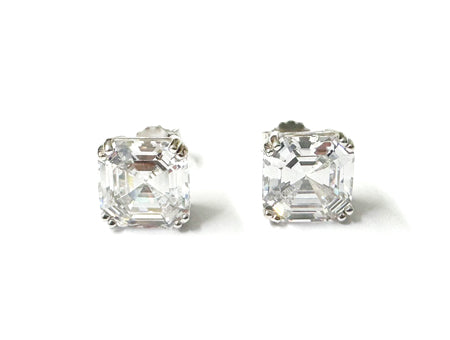 Princess Cut CZ Earrings - Sterling Silver