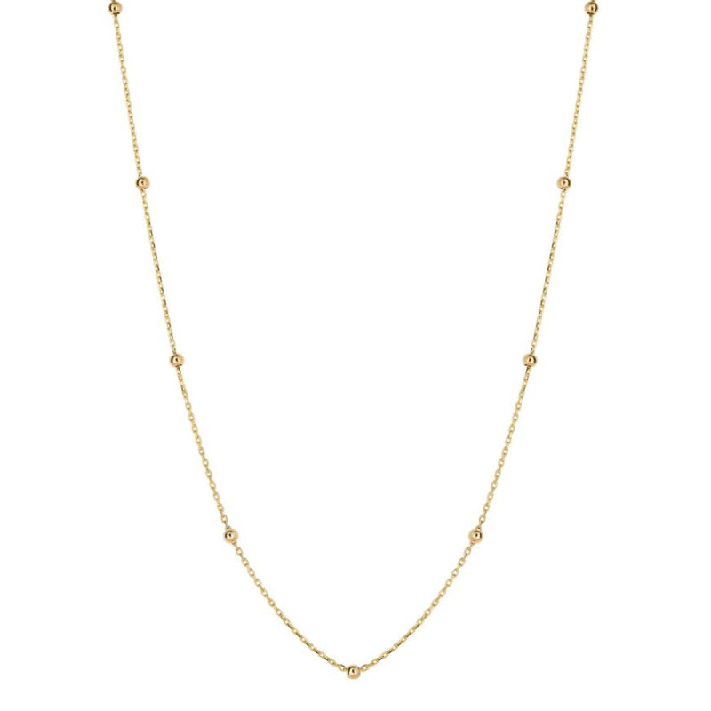9ct Yellow Gold Fine Ball Station Necklace