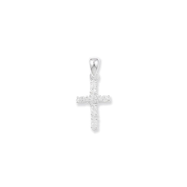 Cross CZ Necklace - Sterling Silver