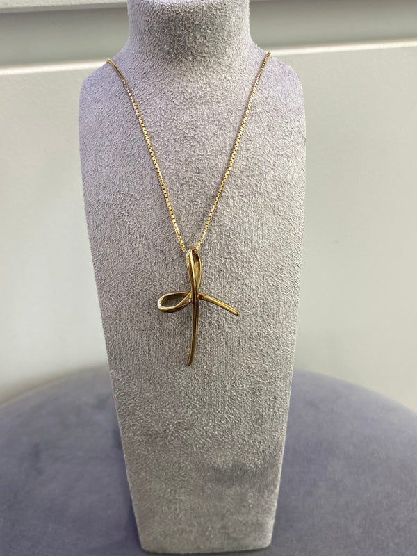 Cross Pendant With Twist - 9ct Gold