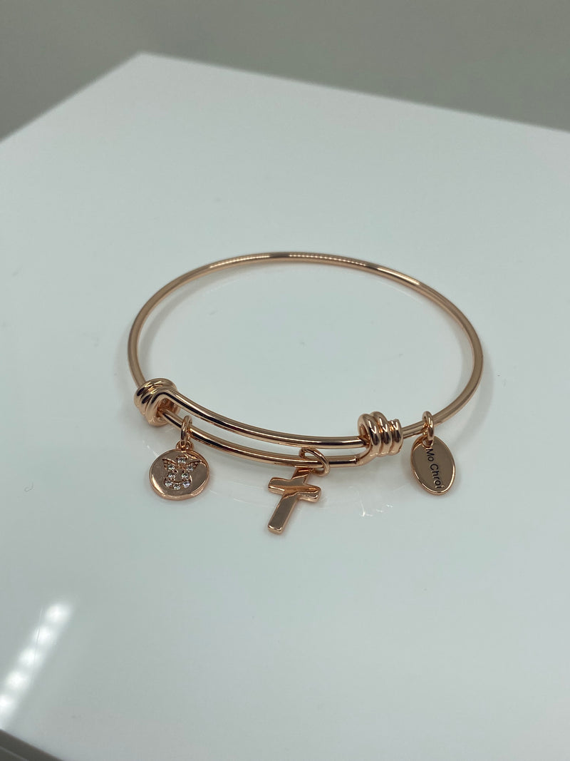 Bangle With Charms - Rose Gold