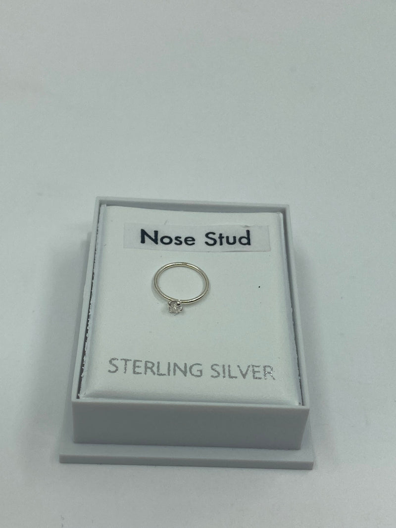 Crystal Nose Ring - Sterling Silver