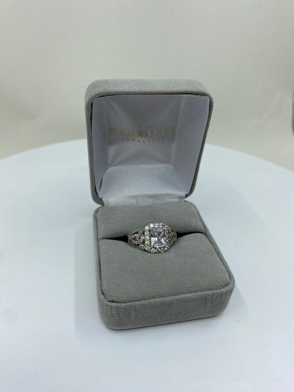 Fancy Cubic Zirconia Stones Ring - Sterling Silver