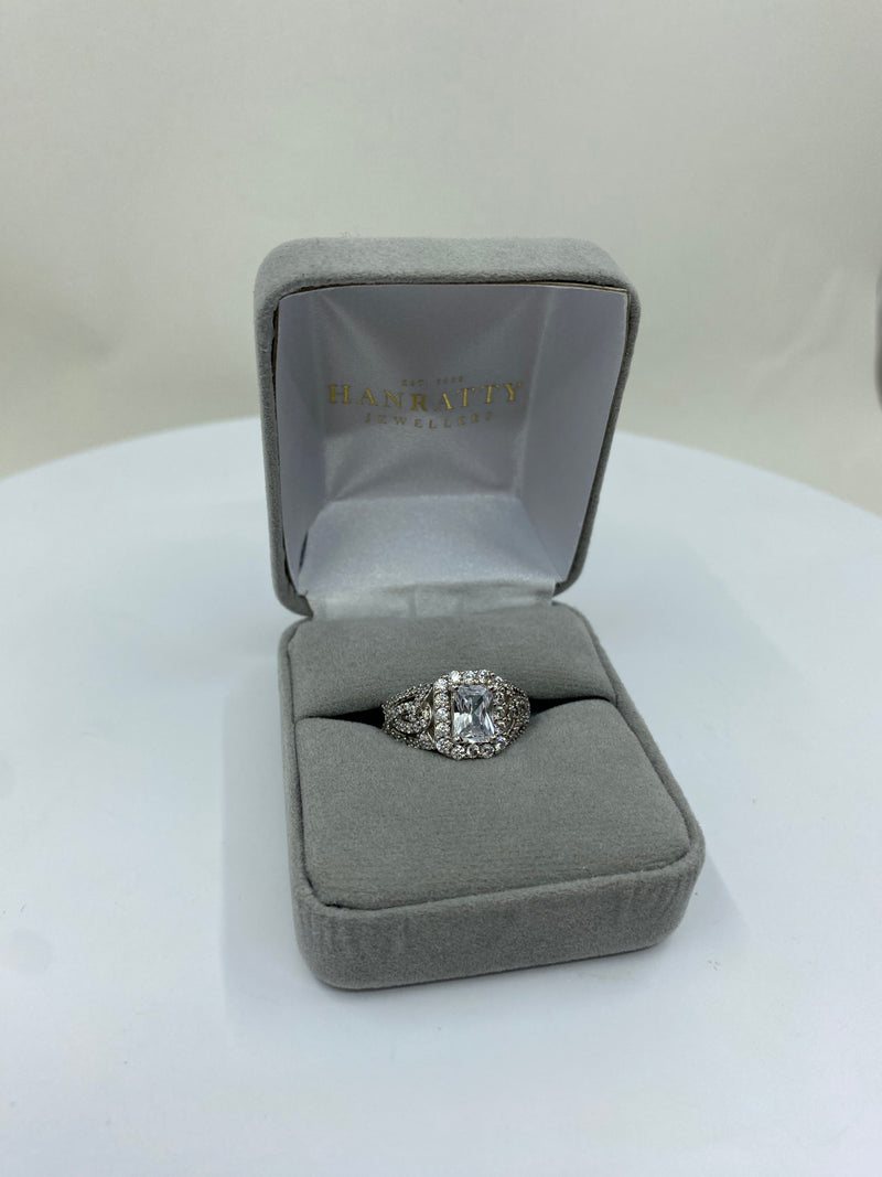Fancy Cubic Zirconia Stones Ring - Sterling Silver