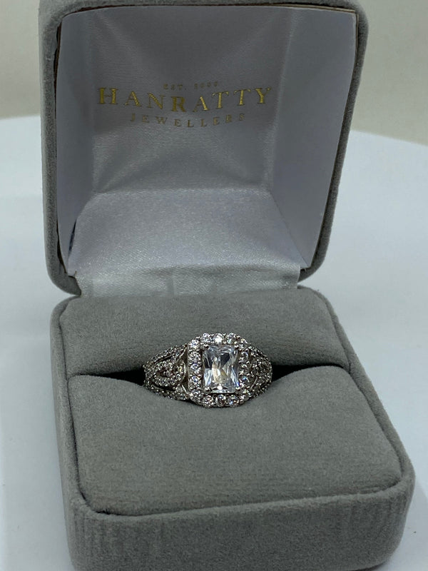 Fancy Cubic Zirconia Stones Ring - Sterling Silver
