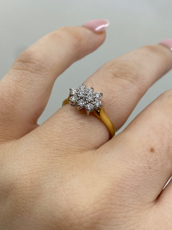 10 Stone Diamond Cluster Ring - 18ct Gold