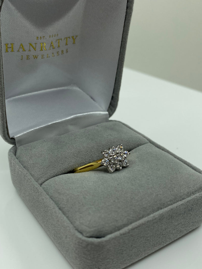 10 Stone Diamond Cluster Ring - 18ct Gold
