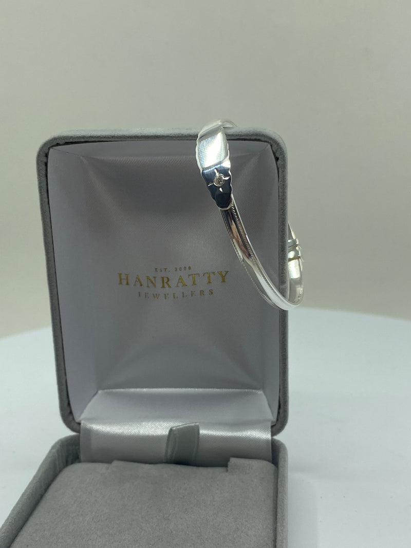 Clear Cubic Zirconia Stone Bangle - Sterling Silver