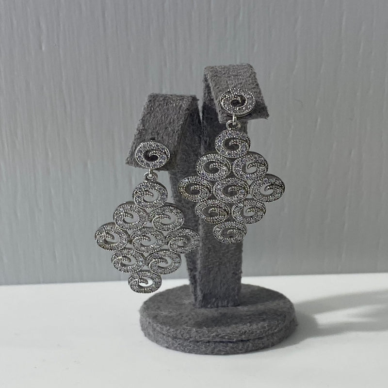 Pave Set CZ Drop Earrings
